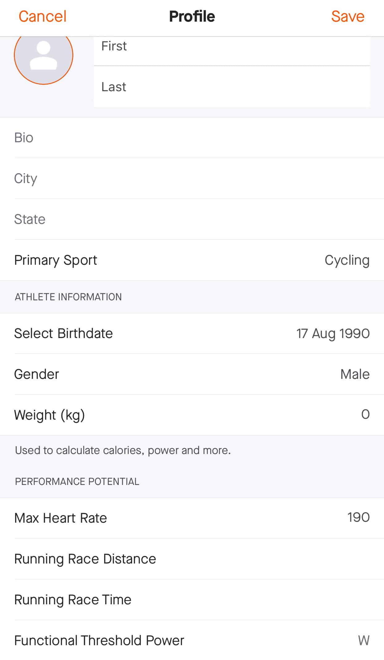 Pengaturan Profile dan informasi kekuatan
