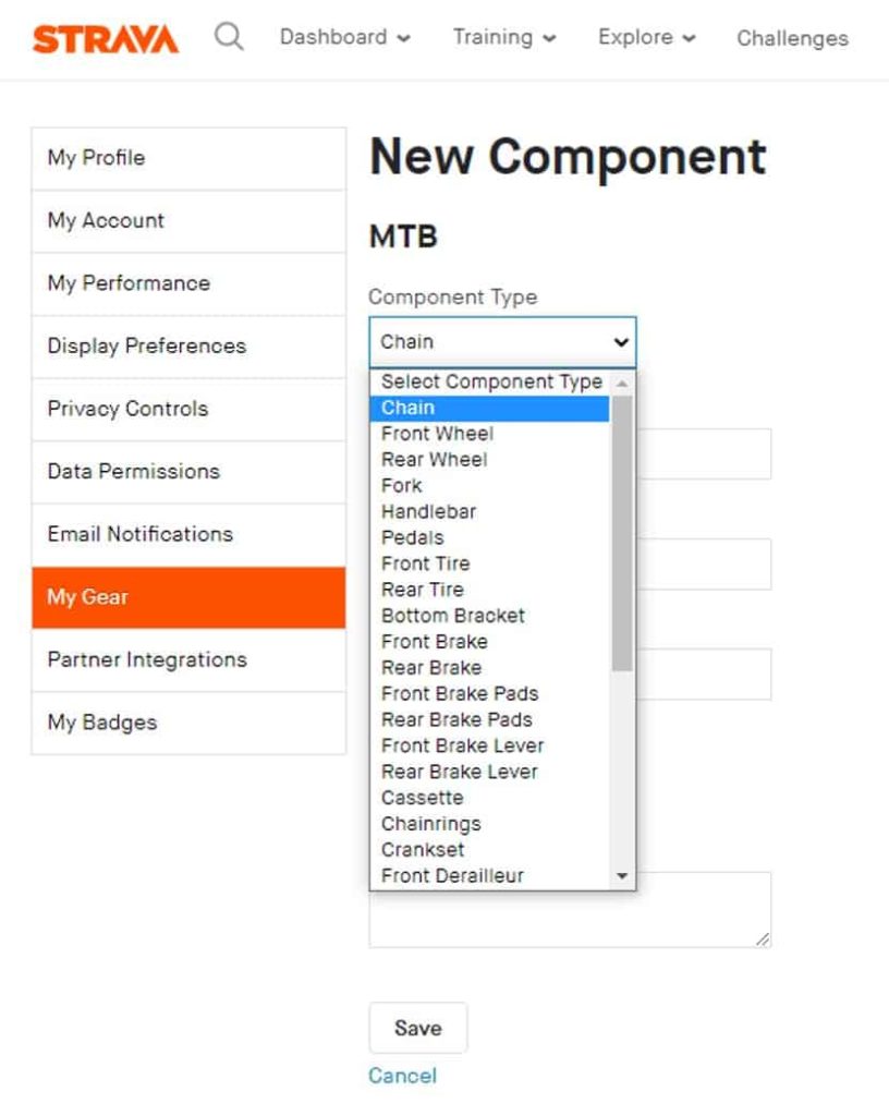 Pengaturan gear dan komponen sepeda pada Strava