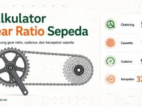 Kalkulator gear ratio, cadence, efisiensi dan kecepatan sepeda