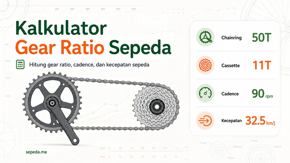 Kalkulator gear ratio, cadence, efisiensi dan kecepatan sepeda